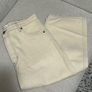 Reformation Cream Cowboy High Rise Straight Jeans